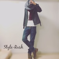 Pコート風ライダースのスナップ写真